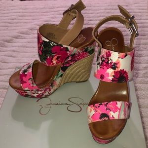 Jessica Simpson floral print wedges